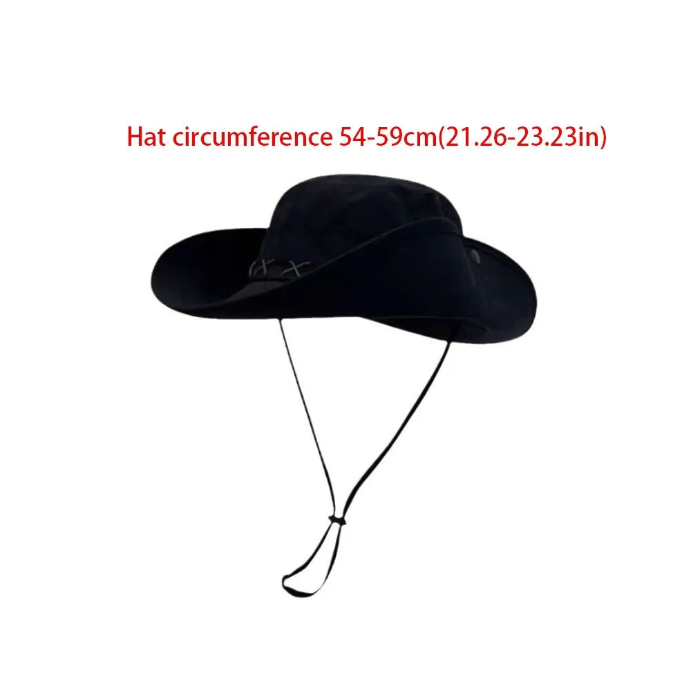 10cm Wide Brim Waterproof UV Protection Bucket Hat