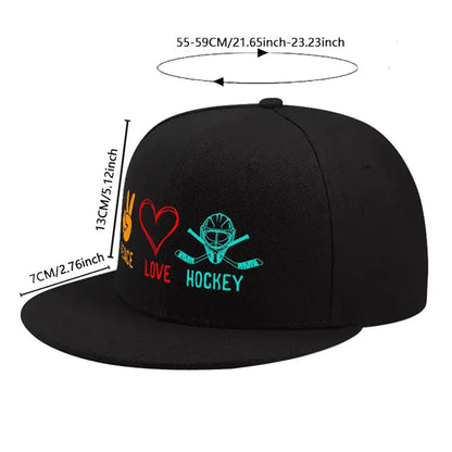 Peace Love Hockey Snapback Cap