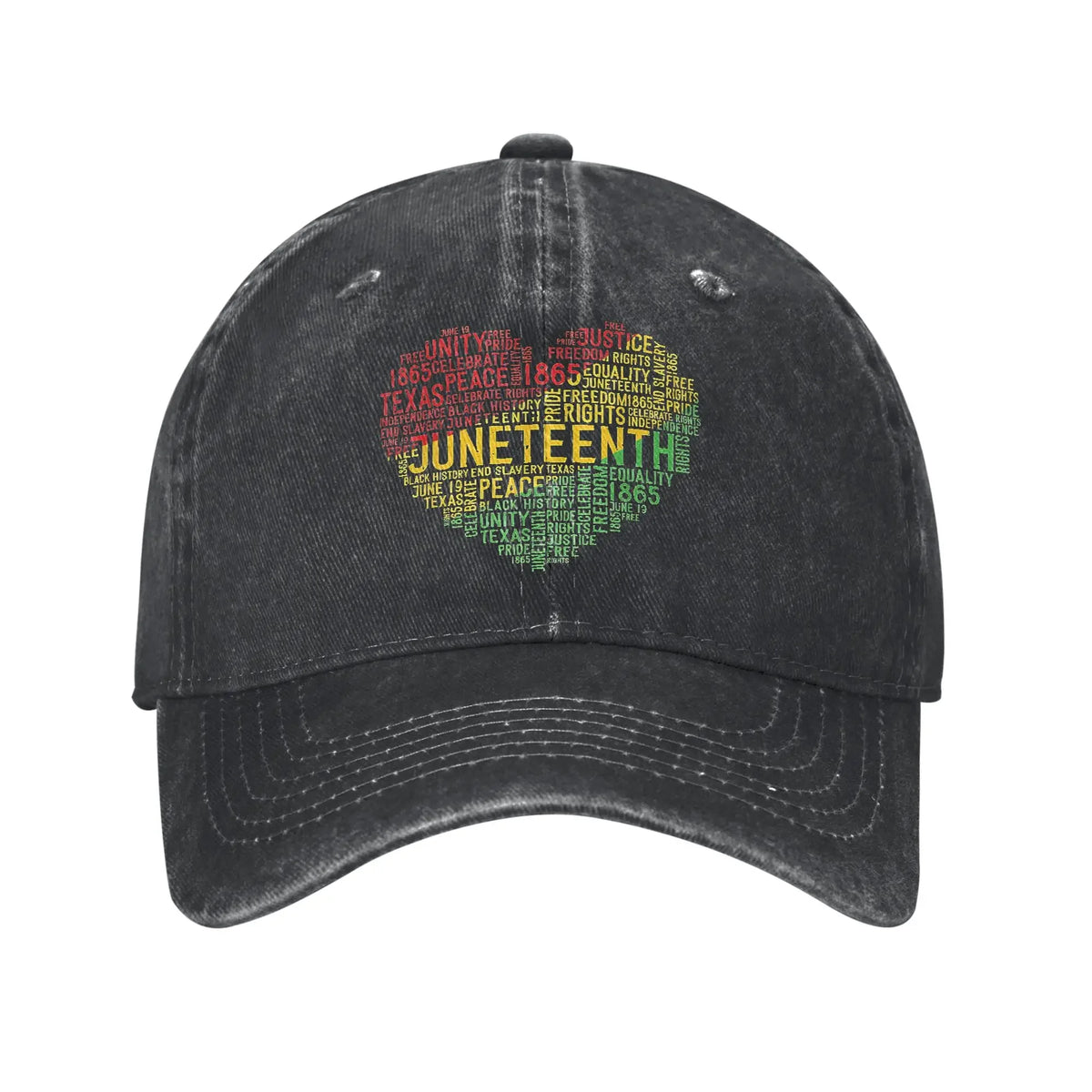Juneteenth Black Periodic Distressed Washed Baseball Cap