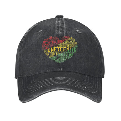 Juneteenth Black Periodic Distressed Washed Baseball Cap