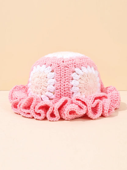 Vintage Spliced Crochet Winter Bucket Hat