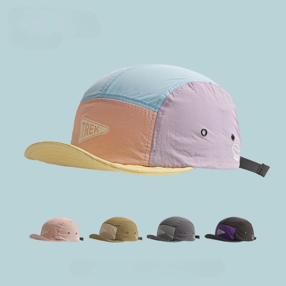 5 Panel Short Brim Embroidered Baseball Cap Ladies' Sun Hat, Quick Dry Breathable Mesh, Lightweight, Stylish Versatile Cap