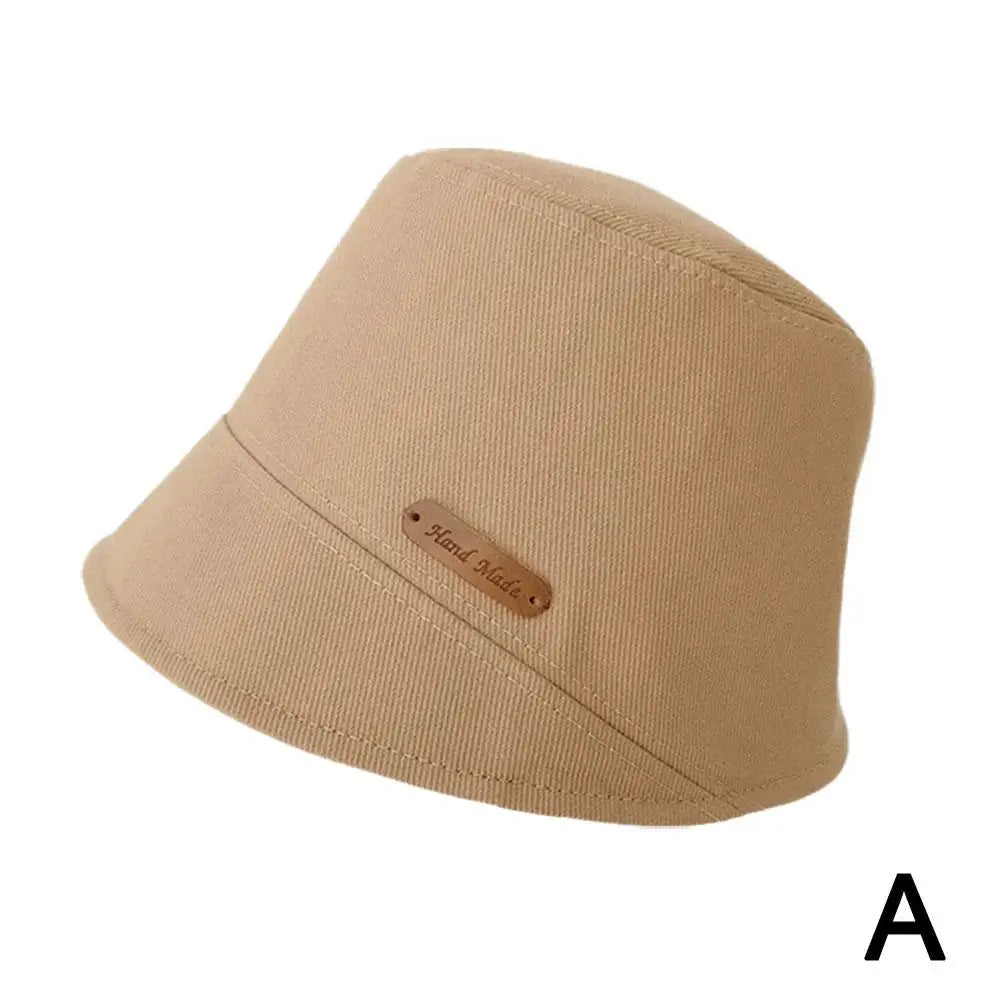 Soft Cotton Solid Color Sun Hats Black Foldable Bucket Hat