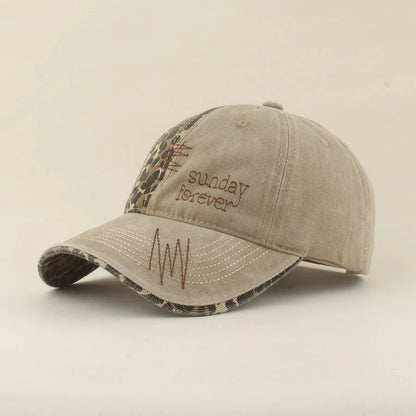 Leopard Patchwork Letter Snapback Baseball Cap