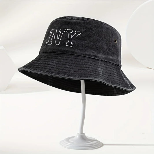 Vintage Washed NY Embroidered Bucket Hat