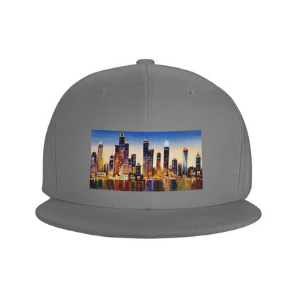 Watercolor Night Skyline Snapback Cap
