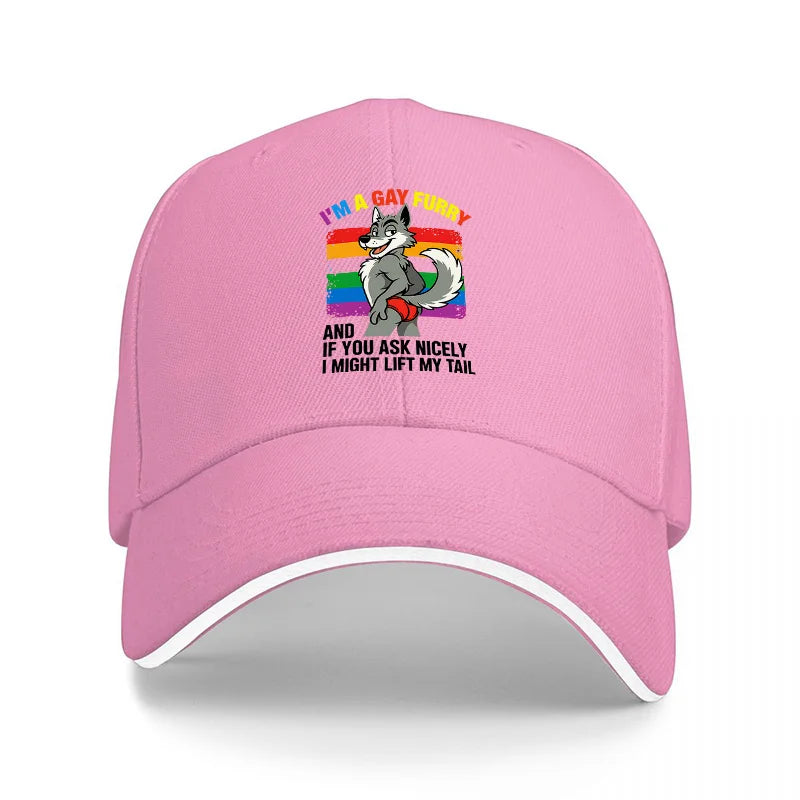 Rainbow Wolf Tail Baseball Cap