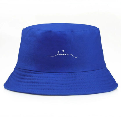 Vintage Love Embroidery Cotton Bucket Hat