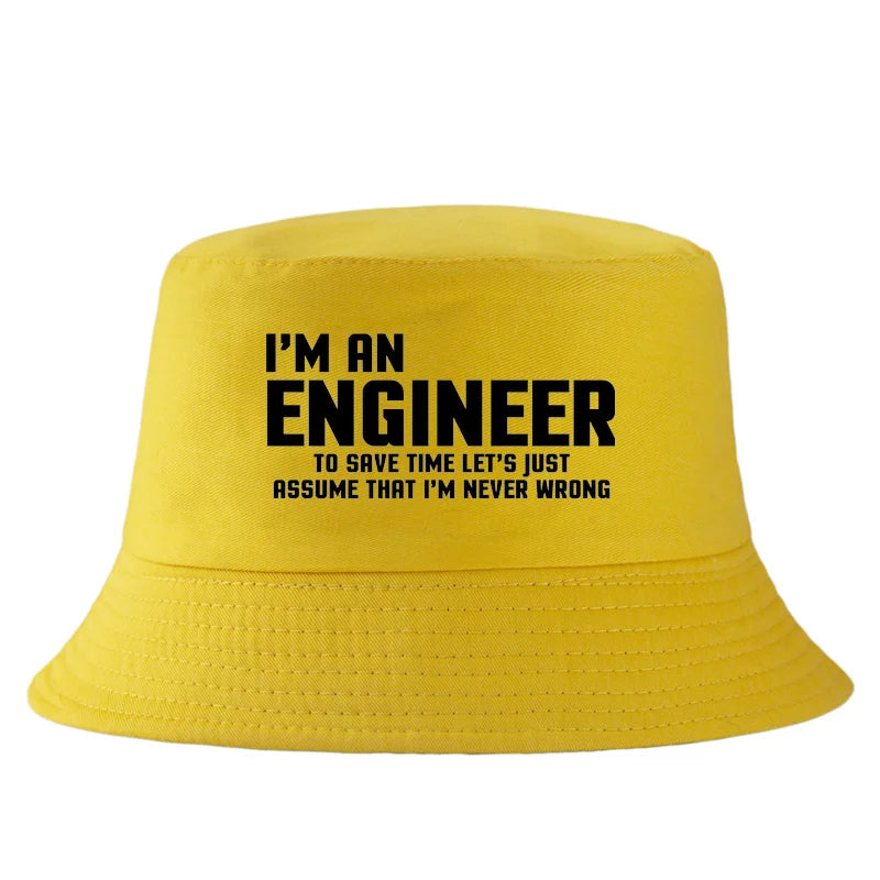 Funny Engineer Cotton Outdoor Bucket Hat Unisex
