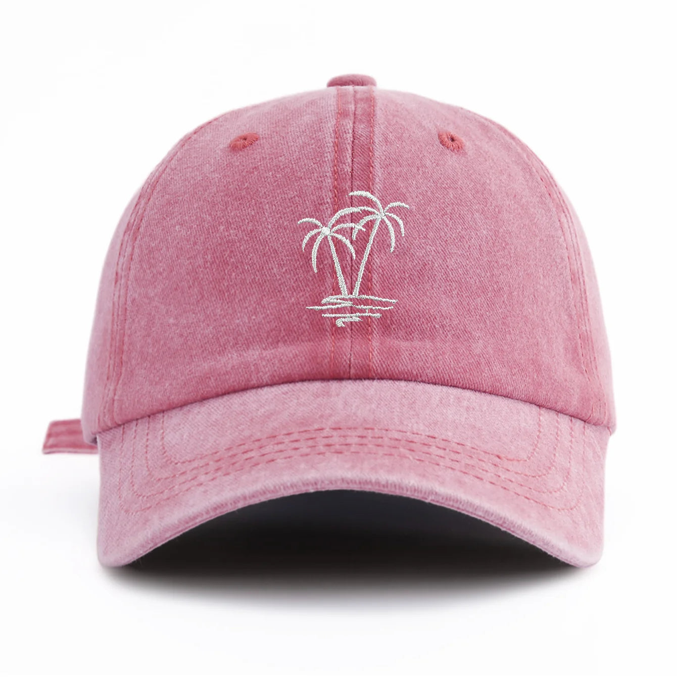 1pc Coconuttree Embroidery Washed Baseball Cap For Adults