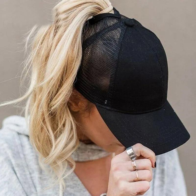 Women's Ponytail Mesh Snapback Baseball Cap