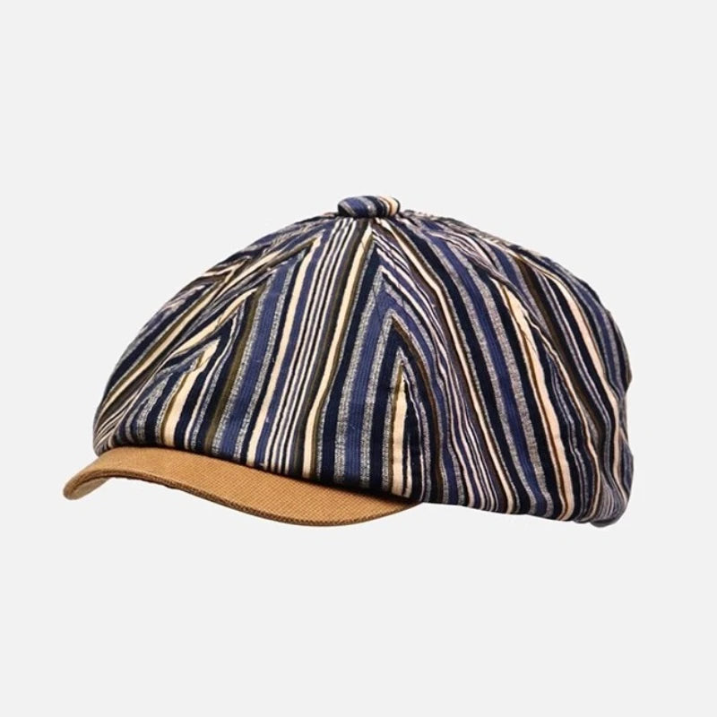 British Striped Painter Hat Retro Red Ombre Newsboy Cap