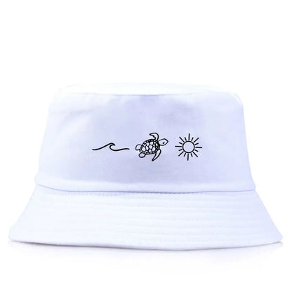 Minimalist Sea Turtle Wave Bucket Hat