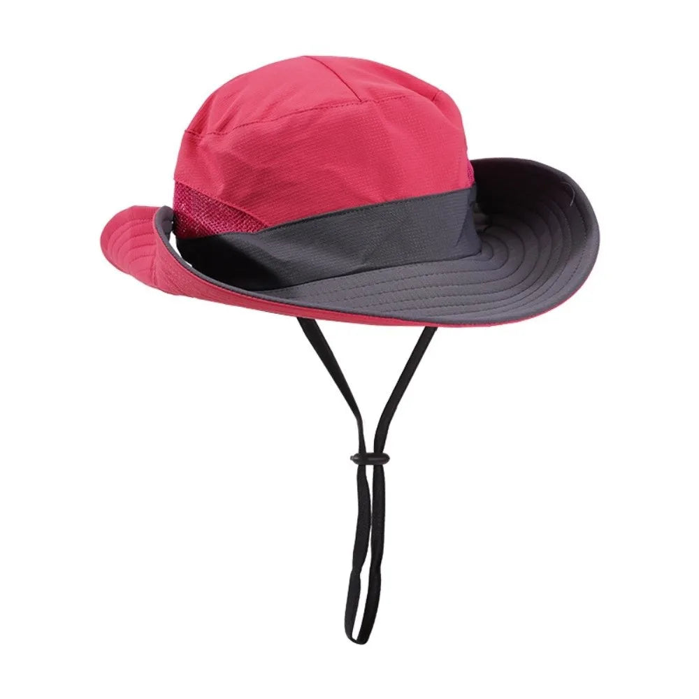 Quick-Dry Wide Brim Ponytail Hole Bucket Hat