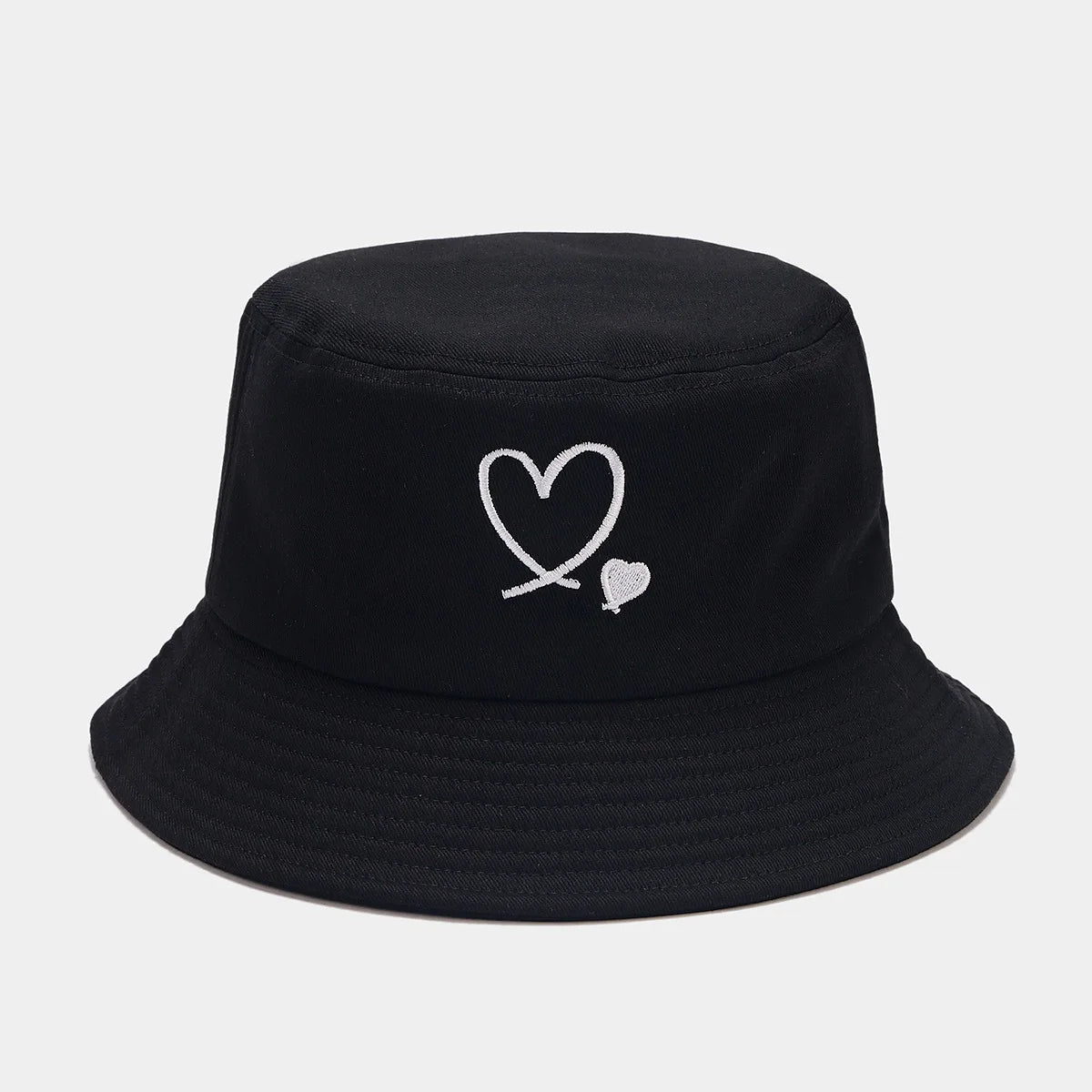 Reversible Heart Embroidery Bucket Hat Set