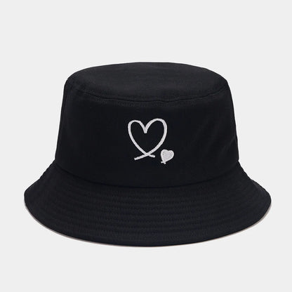Reversible Heart Embroidery Bucket Hat Set