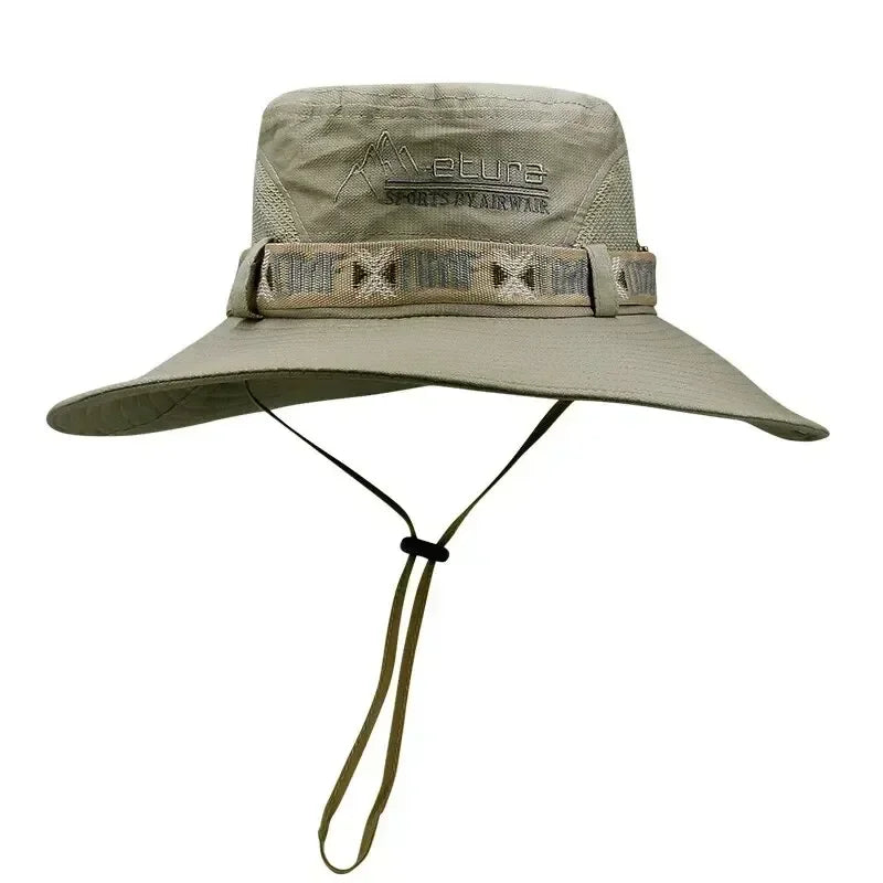 UV Protection Wide Brim Mesh Safari Bucket Hat