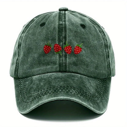 Strawberry Printed Baseball Cap With Adjustable Sunshade