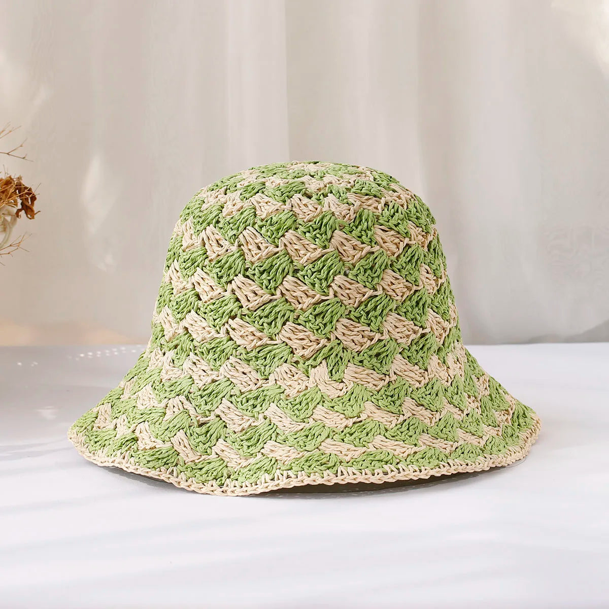 Women's Straw Crochet Sun Bucket Hat