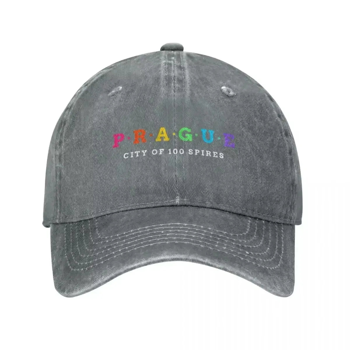 Prague City Of 100 Spires Washed Denim Baseball Cap
