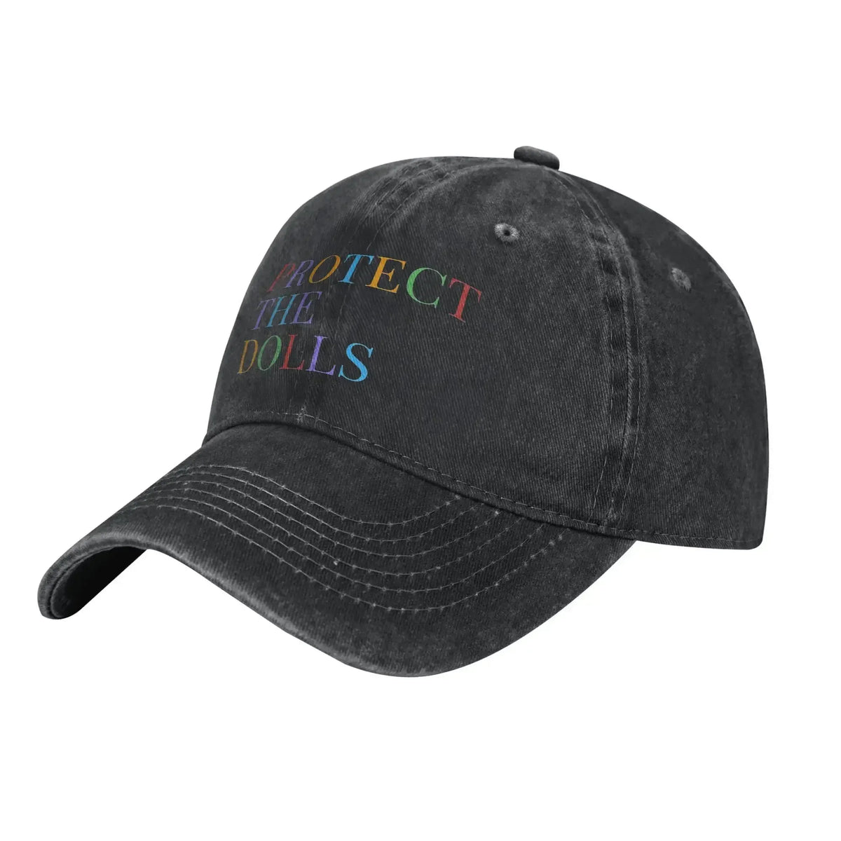 Protect The Dolls Distressed Denim Baseball Cap