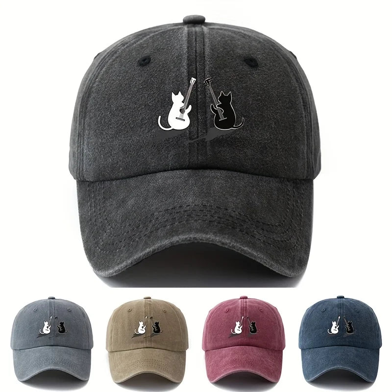 Cat Guitar Pattern Lightweight Duckbill Baseball Cap