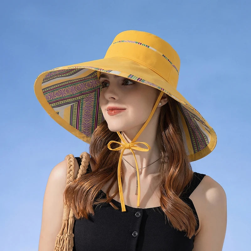 Reversible Wide Brim Summer Kids Bucket Hat