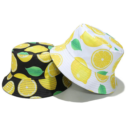 Reversible Lemon Fruit Print Bucket Hat