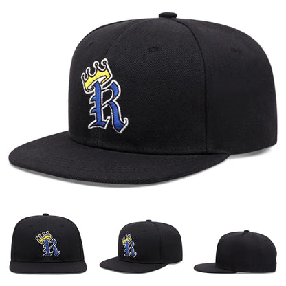 R Crown Embroidered Hip-Hop Skateboarding Snapback Cap