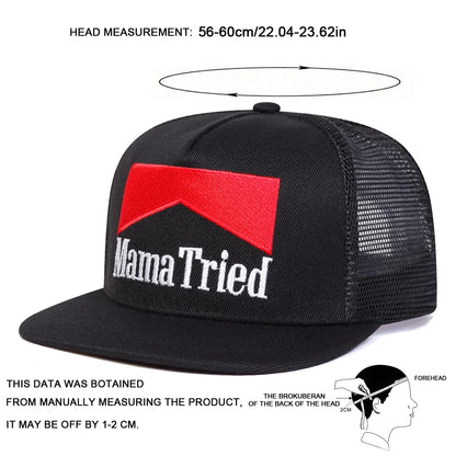 Unisex Mama Tried Embroidered Mesh Trucker Snapback Cap