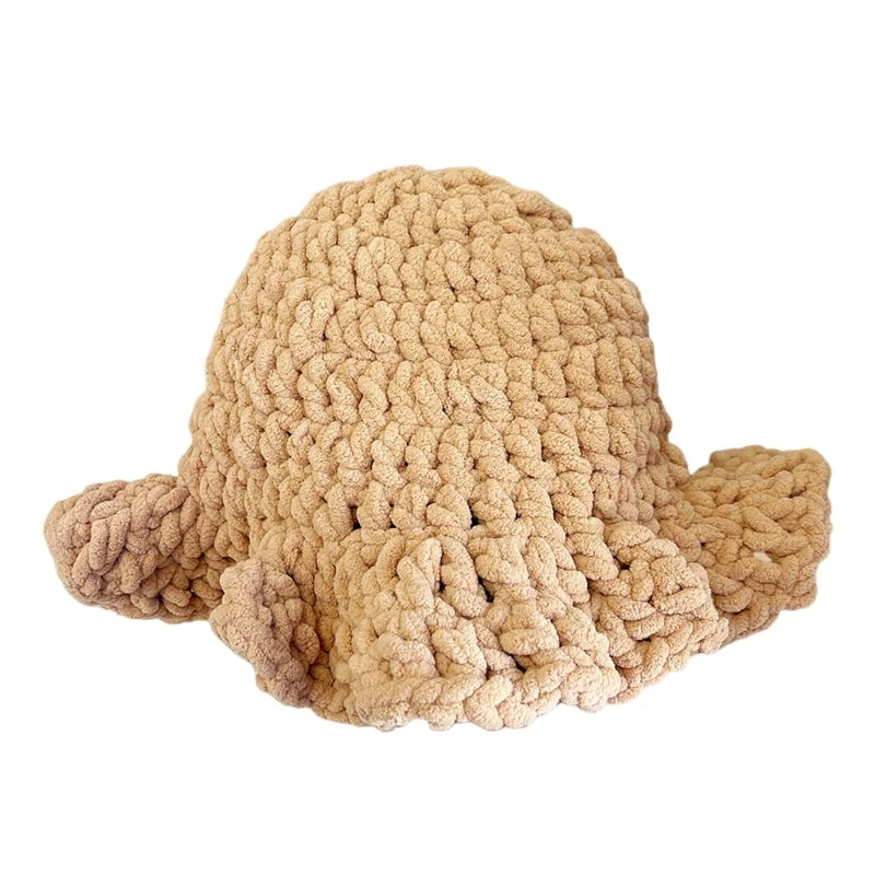 Women Handwoven Flouncing Crochet Bucket Hat