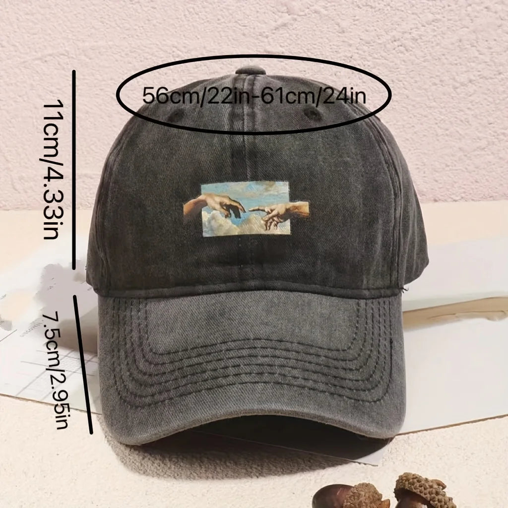 Vintage Printed Baseball Cap Vintage And Versatile For Both Men And Women Daily Casual And Fashionable Curved Brim Hat