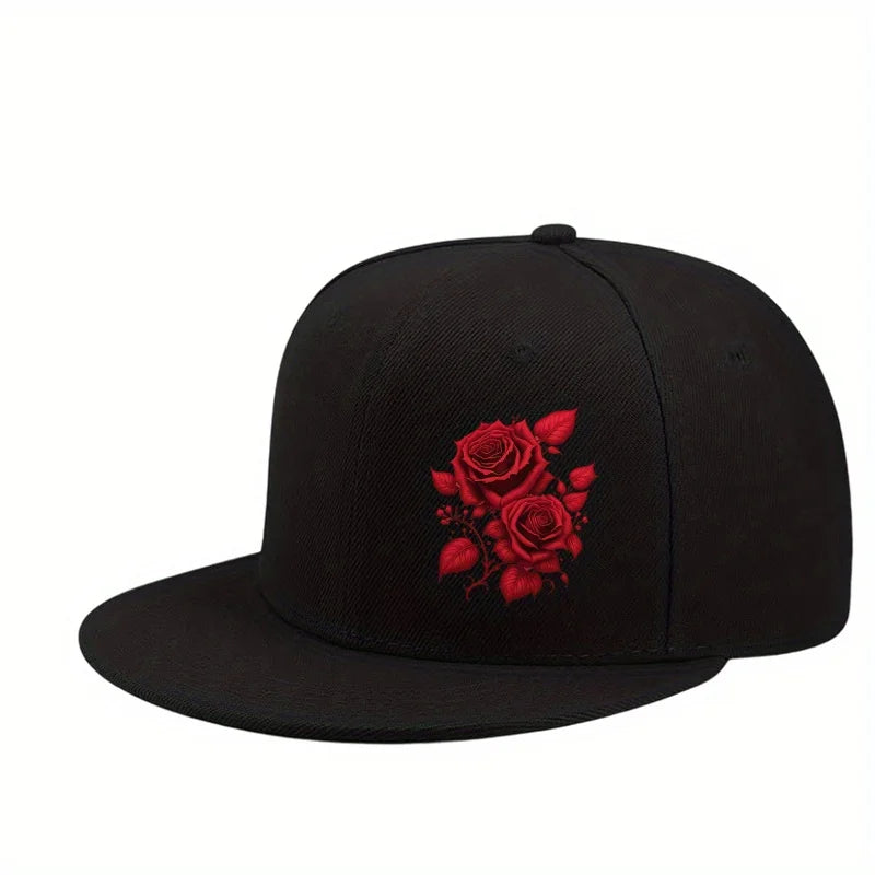 Red Rose Graphic Snapback Cap Unisex Hat