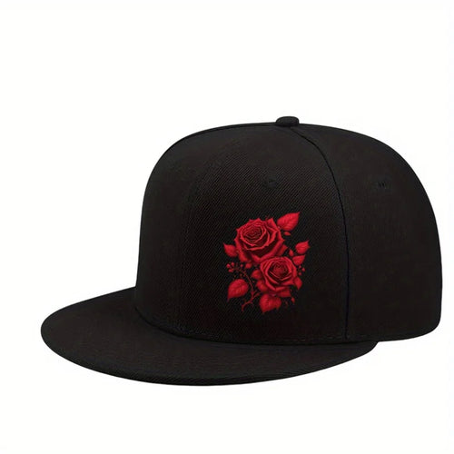 Red Rose Graphic Snapback Cap Unisex Hat