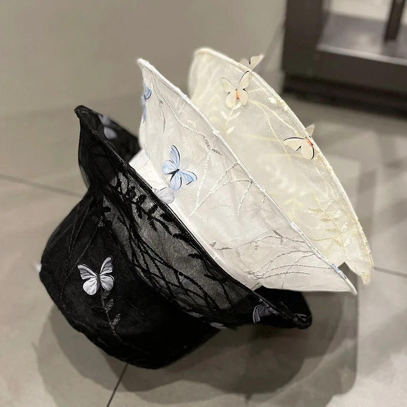 Fashion Butterfly Bucket Hats Women Summer