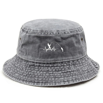 Custom Fishing Drawing Washed Bucket Hat