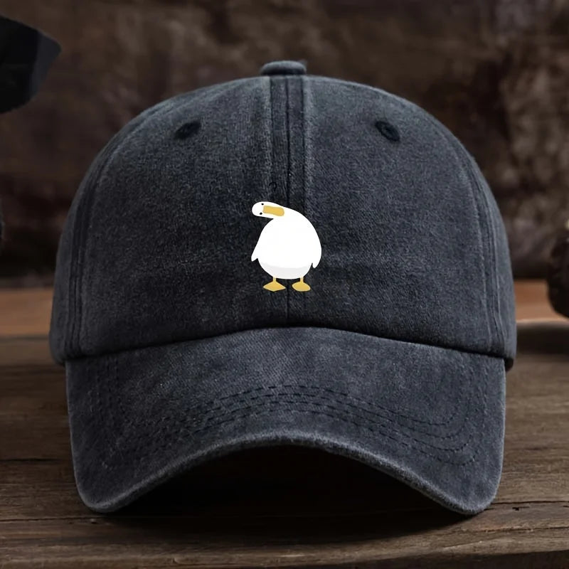 Cute Duck Print Baseball Cap With Adjustable Snap