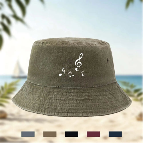 Musical Note Print Bucket Hat Classic Style