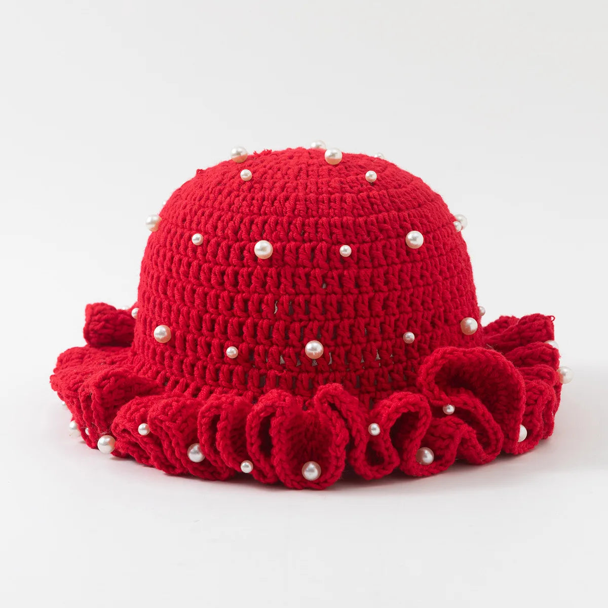 Women Handmade Crochet Ruffled Bucket Hat