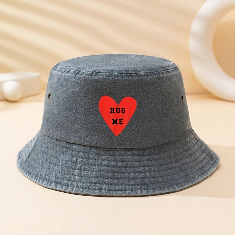 Hug Me Heart Print Bucket Hat