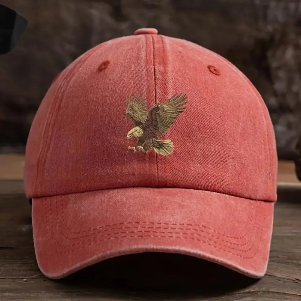 Washed Eagle Print Baseball Cap