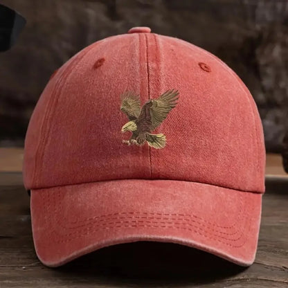 Washed Eagle Print Baseball Cap