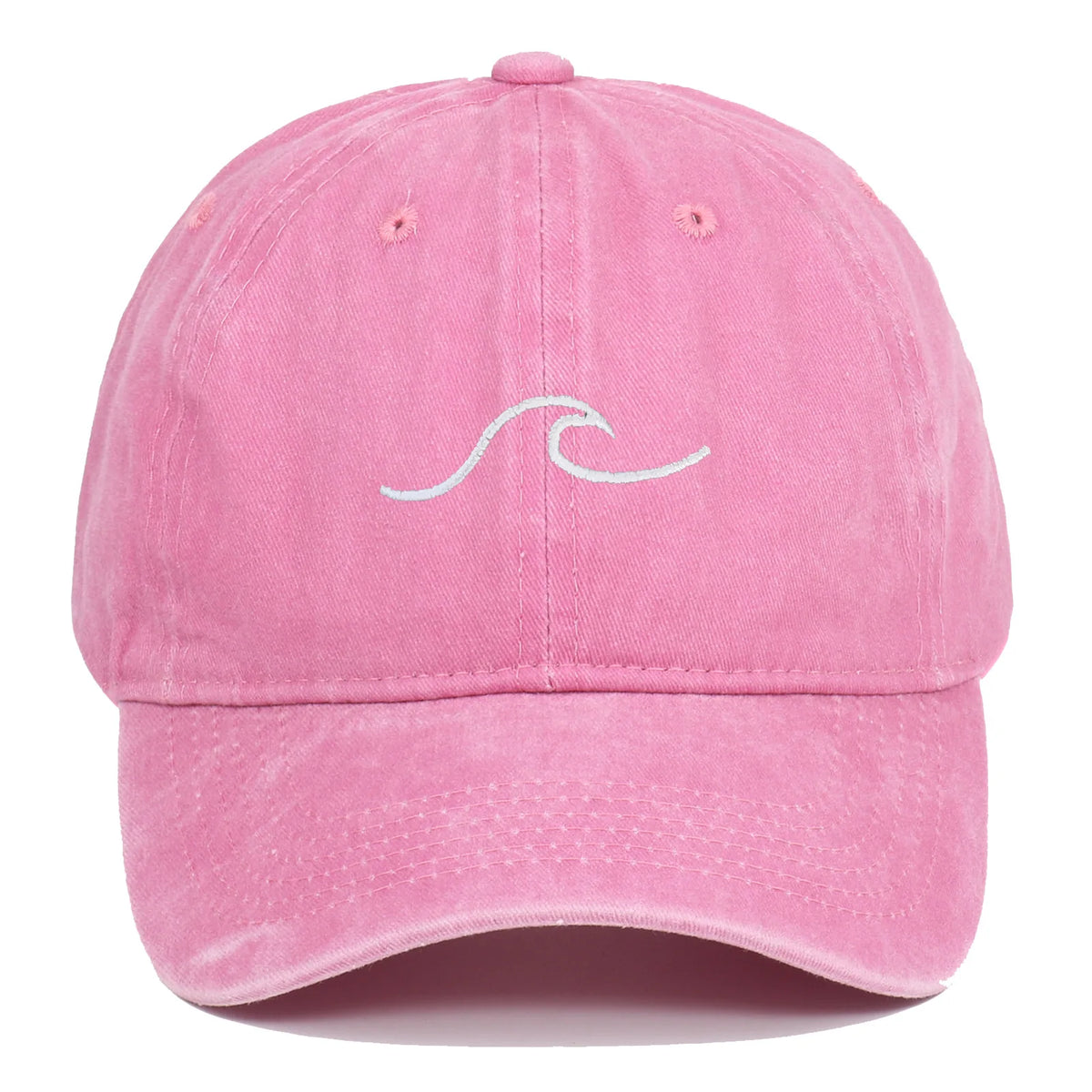 Ripple Wave Embroidered Washed Baseball Cap