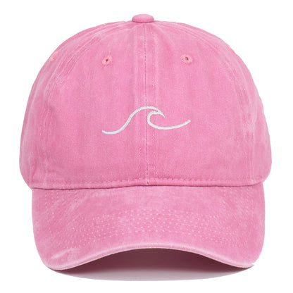 Ripple Wave Embroidered Washed Baseball Cap
