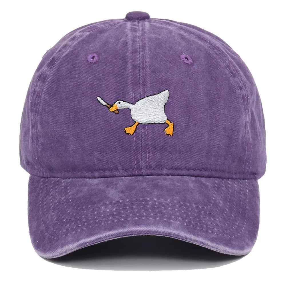 White Goose Embroidered Adjustable Snapback Baseball Cap