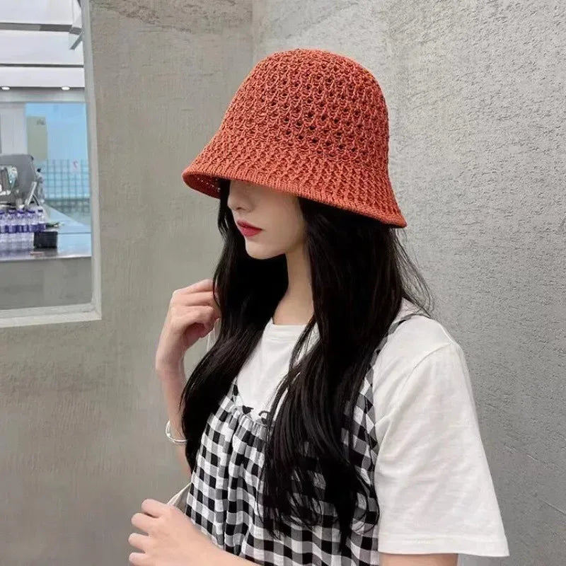 Women Hollow Crochet Fisherman Bucket Hat