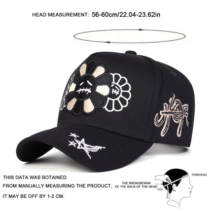 Sunflower Embroidered Adjustable Outdoor Baseball Cap