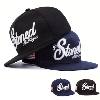 Stoned Letter Embroidered Hip-Hop Snapback Cap