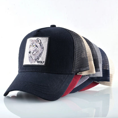Embroidery Wolf Snapback Trucker Cap
