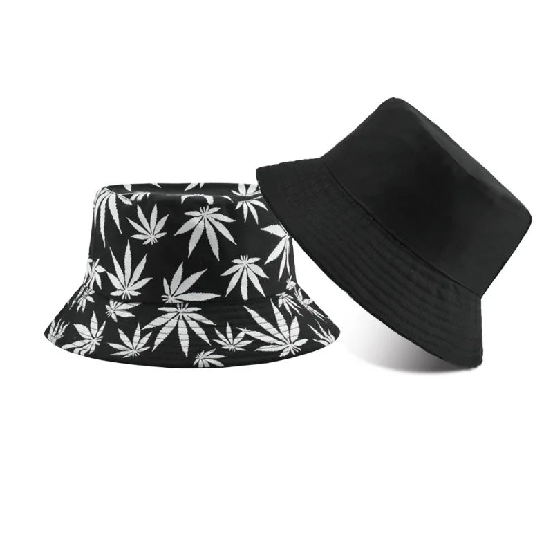1pc Retro Style Fashionable Printed Maple Leaf Fisherman Hat